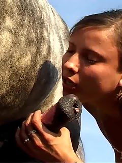 Girl sucking horse